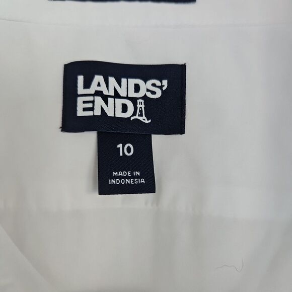 Lands' End Wrinkle Free Broadcloth White 3/4 Sleeve Buttoned Shirt Womens Sz 10 - Picture 4 of 11